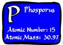 atomic number 15 - a multivalent nonmetallic element of the nitrogen family that occurs commonly in inorganic phosphate rocks and as organic phosphates in all living cells