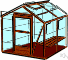 glasshouse - a building with glass walls and roof