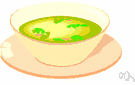 Consomme - clear soup usually of beef or veal or chicken