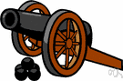 cannon - a large artillery gun that is usually on wheels