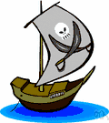 pirate ship - a ship that is manned by pirates