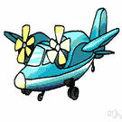 double-propeller plane - a propeller plane with an engine that drives two propellers in opposite directions (for stability)