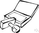 inking pad - a block of absorbent material saturated with ink