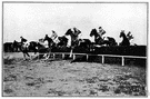 steeplechase - a footrace of usually 3000 meters over a closed track with hurdles and a water jump