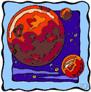 Red Planet - a small reddish planet that is the 4th from the sun and is periodically visible to the naked eye