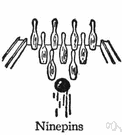 skittle pin - a bowling pin of the type used in playing ninepins or (in England) skittles