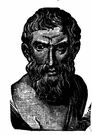 Epicurus - Greek philosopher who believed that the world is a random combination of atoms and that pleasure is the highest good (341-270 BC)
