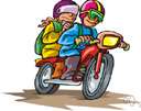 motorbike - small motorcycle with a low frame and small wheels and elevated handlebars