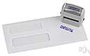 window envelope - an envelope with a transparent panel that reveals the address on the enclosure