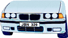 license plate - a plate mounted on the front and back of car and bearing the car's registration number
