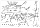 Six Nations - a league of Iroquois tribes including originally the Mohawk, Oneida, Onondaga, Cayuga and Seneca (the Five Nations)