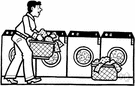 Laundromat - a self-service laundry (service mark Laundromat) where coin-operated washing machines are available to individual customers