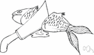 fish slice - a food turner with a broad blade used for turning or serving fish or other food that is cooked in a frying pan