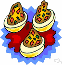 stuffed egg - halved hard-cooked egg with the yolk mashed with mayonnaise and seasonings and returned to the white