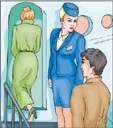 air hostess - a woman steward on an airplane