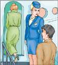 stewardess - a woman steward on an airplane