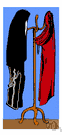 coat stand - an upright pole with pegs or hooks on which to hang clothing