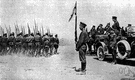 reviewing stand - a stand from which a parade or military force can be reviewed