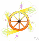 pinwheel - a circular firework that spins round and round emitting colored fire