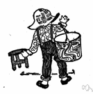 milking stool - low three-legged stool with a half round seat