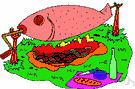 clambake - a cookout at the seashore where clams and fish and other foods are cooked--usually on heated stones covered with seaweed