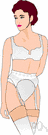 garter belt - a wide belt of elastic with straps hanging from it