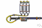 flamethrower - a weapon that squirts ignited fuel for several yards