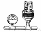 escape - a valve in a container in which pressure can build up (as a steam boiler)