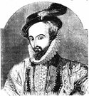 Ralegh - English courtier (a favorite of Elizabeth I) who tried to colonize Virginia