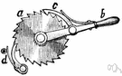 ratchet wheel - toothed wheel held in place by a pawl or detent and turned by a lever