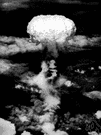 mushroom - a large cloud of rubble and dust shaped like a mushroom and rising into the sky after an explosion (especially of a nuclear bomb)