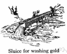 sluice - conduit that carries a rapid flow of water controlled by a sluicegate
