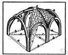 ribbed vault - vault that resembles a groined vault but has ribbed arches
