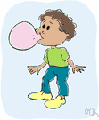 bubble gum - a kind of chewing gum that can be blown into bubbles