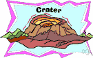 volcanic crater - a bowl-shaped geological formation at the top of a volcano