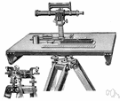 plane table - surveying instrument consisting of a drawing board and a ruler that are mounted on a tripod