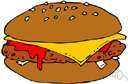cheeseburger - a hamburger with melted cheese on it