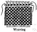 tissue - create a piece of cloth by interlacing strands of fabric, such as wool or cotton