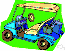 golf cart - a small motor vehicle in which golfers can ride between shots