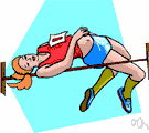 high bar - gymnastic apparatus consisting of a bar supported in a horizontal position by uprights at both ends
