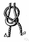 sheet bend - a hitch used for temporarily tying a rope to the middle of another rope (or to an eye)