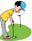 putt - hitting a golf ball that is on the green using a putter