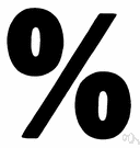 percentage sign - a sign (`%') used to indicate that the number preceding it should be understood as a proportion multiplied by 100