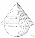 conical projection - a map projection of the globe onto a cone with its point over one of the earth's poles