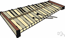 marimba - a percussion instrument with wooden bars tuned to produce a chromatic scale and with resonators