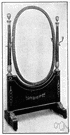 cheval glass - a full length mirror mounted in a frame in which it can be tilted