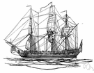 Indiaman - a large sailing ship that was engaged in the British trade with India