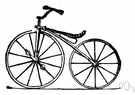 velocipede - any of several early bicycles with pedals on the front wheel