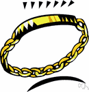 bracelet - a band of cloth or leather or metal links attached to a wristwatch and wrapped around the wrist