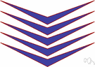 chevron - V-shaped sleeve badge indicating military rank and service